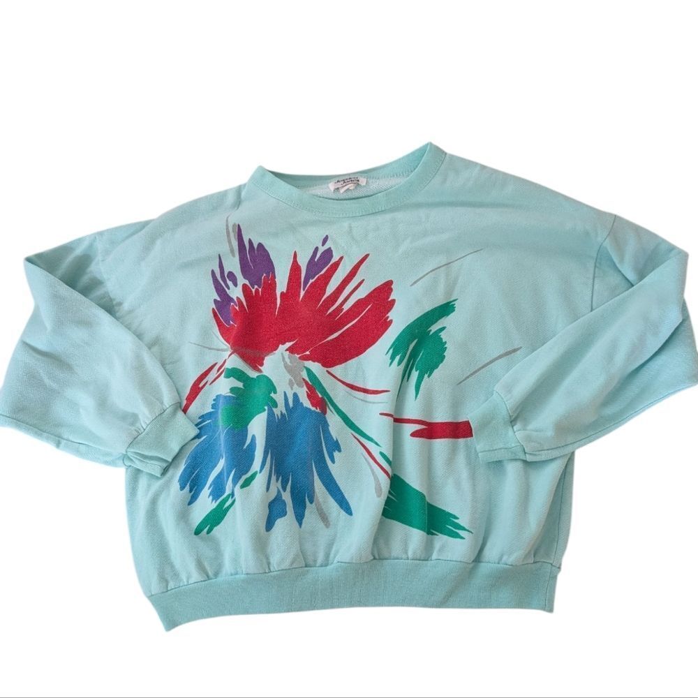 Women's Vintage Blue Abstract Flower Print‎ Sweatshirt
